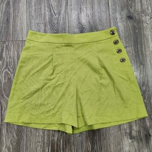 NWT Ann Taylor Green High Waist Side Buttons Shorts Size 8